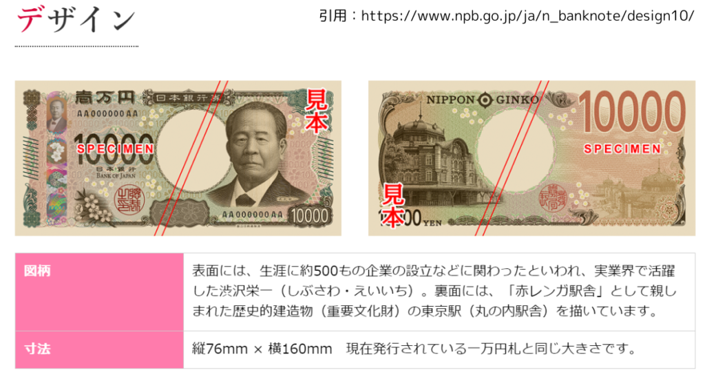 新しい1万円札のデザインは渋沢栄吉（日本銀行が新紙幣発行！2024年7月3日）